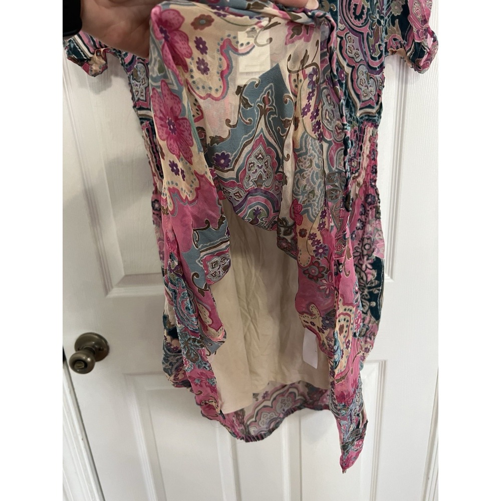 Johny Was Thia Burnout Dress Womens Size S Floral Boho Festival Sheer Luxe Chic - Picture 7 of 15